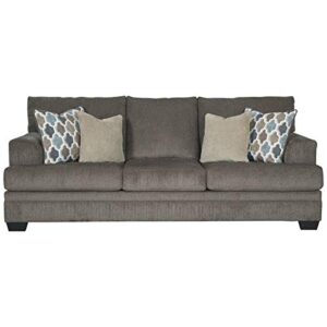 signature design by ashley dorsten contemporary queen sofa sleeper with 4 throw pillows, gray