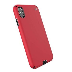 speck products compatible phone case for apple iphone xs max, presidio sport case, heartrate red/sidewalk grey/black