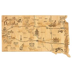 totally bamboo destination south dakota state shaped serving and cutting board, includes hang tie for wall display