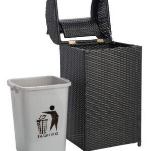 Safavieh Outdoor Collection Serapis Black Wicker Trash Bin