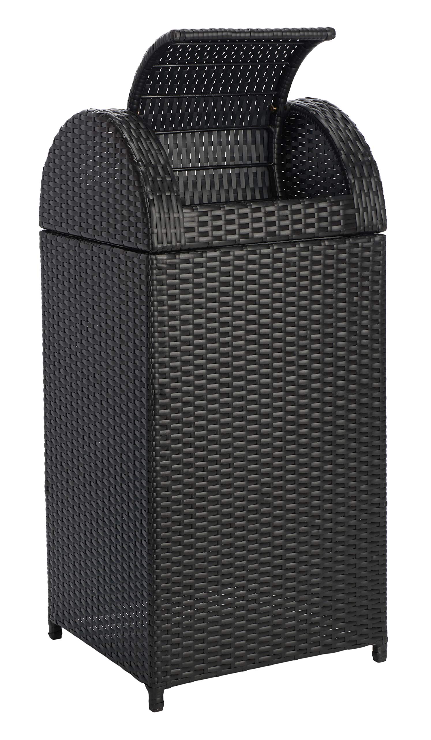 Safavieh Outdoor Collection Serapis Black Wicker Trash Bin