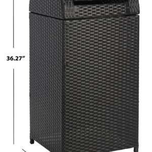 Safavieh Outdoor Collection Serapis Black Wicker Trash Bin