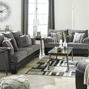 Signature Design by Ashley Millingar Chenille Two Tone Loveseat with 2 Accent Pillows, Gray