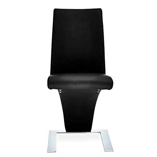 Zuri Furniture Modern Mesa Dining Chair in Black Leatherette and Stainless Steel…