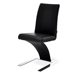 Zuri Furniture Modern Mesa Dining Chair in Black Leatherette and Stainless Steel…