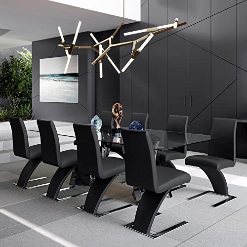 Zuri Furniture Modern Mesa Dining Chair in Black Leatherette and Stainless Steel…