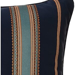 Reaowazo PALMER 20 Inch Square Damask Throw Pillow, Teal Navy Gold