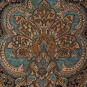 Reaowazo PALMER 20 Inch Square Damask Throw Pillow, Teal Navy Gold