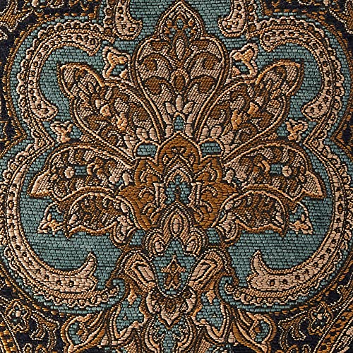 Reaowazo PALMER 20 Inch Square Damask Throw Pillow, Teal Navy Gold