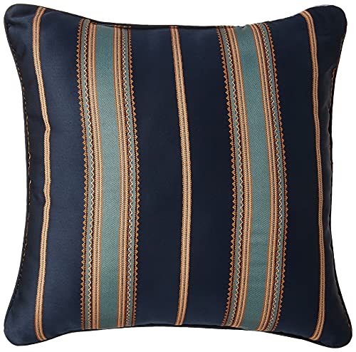 Reaowazo PALMER 20 Inch Square Damask Throw Pillow, Teal Navy Gold