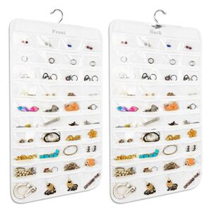 donyeco 1 pack hanging jewelry organizer, 80-pocket jewelry organizer hanging, for jewelry earring necklace bracelet ring storage travel holder