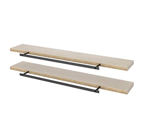 Bestar Universel 12W Set of 72W x 12D Floating Shelves in Natural Yellow Birch