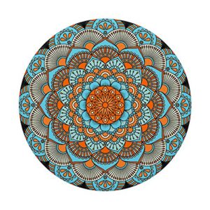 Boho Mandala Flower Pattern - Orange And Blue PopSockets Swappable PopGrip