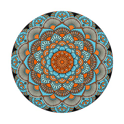 Boho Mandala Flower Pattern - Orange And Blue PopSockets Swappable PopGrip