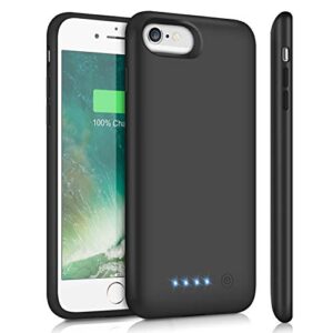 hetp battery case for iphone 6s/6/8/7/se(2020/2022),upgraded 6000mah rechargeable charging case external battery pack charger case for iphone 8/7/6s/6/se(3rd and 2nd gen)[4.7 inch]- black