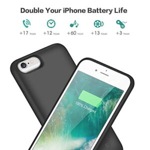 HETP Battery Case for iPhone 6s/6/8/7/SE(2020/2022),Upgraded 6000mAh Rechargeable Charging Case External Battery Pack Charger Case for iPhone 8/7/6s/6/SE(3rd and 2nd Gen)[4.7 inch]- Black