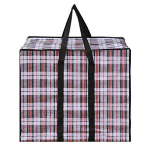 clara large checkered storage bag oversized waterproof moving totes carrying bag luggage bag reusable laundry bag(black, 24×24’’)