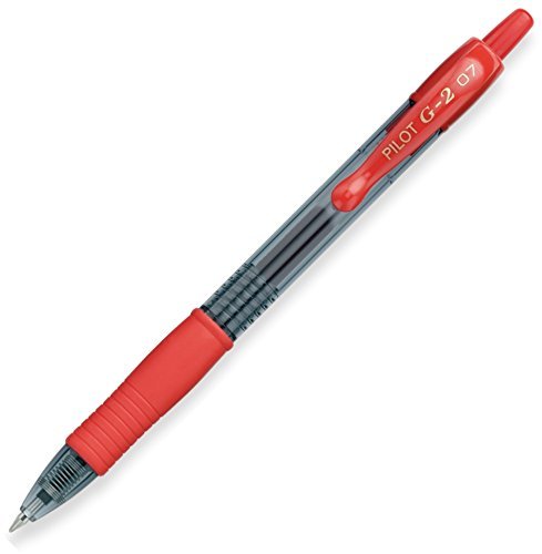 Pilot G2 pens retractable Gel Roller ballpoint 07 Fine point Black, Blue & Red Bundle (6)