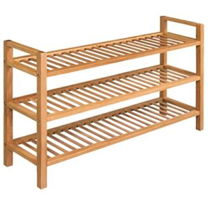 vidaxl shoe rack with 3 shelves solid oak wood 39.4"x10.6"x23.4"
