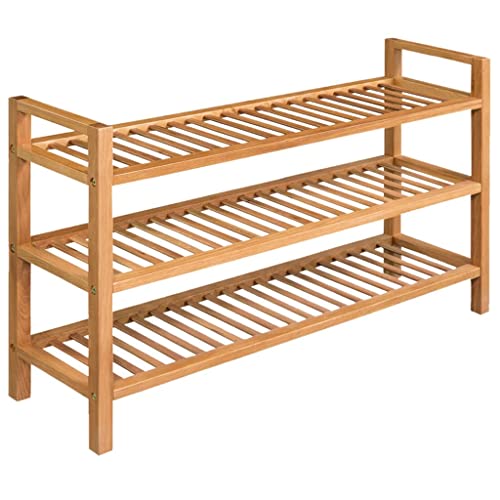 vidaXL Shoe Rack with 3 Shelves Solid Oak Wood 39.4"x10.6"x23.4"