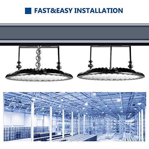 Viugreum 300W UFO LED High Bay Light, 30000LM 6500K Daylight White Ultra Thin LED Warehouse Lighting, IP65 Waterproof Commercial Bay Lighting for Garage Barn Workshop Gym