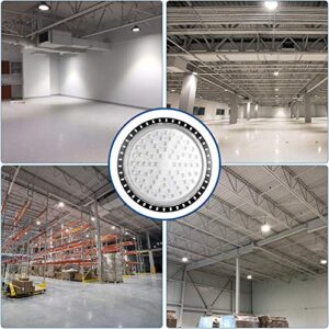 Viugreum 300W UFO LED High Bay Light, 30000LM 6500K Daylight White Ultra Thin LED Warehouse Lighting, IP65 Waterproof Commercial Bay Lighting for Garage Barn Workshop Gym