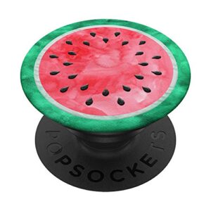 watermelon slice cross section watercolor style red green popsockets popgrip: swappable grip for phones & tablets