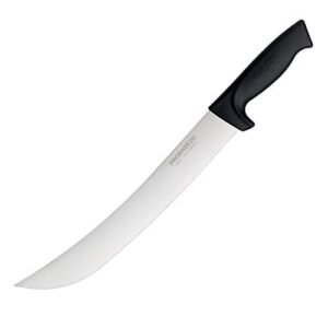 ergo chef prodigy series 12-inch cimeter - curved high carbon stainless steel blade - breaking knife - butcher's meat knife, ergonomic non-slip handle, black
