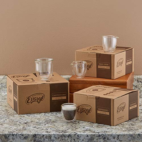 Pouring Espresso Cups Set of 4 - Glass Espresso Cups Shot Glass with Spout 2.7 OZ - Double Espresso Cups - Small Doppio Double Walled Clear Espresso Cups - Expresso Coffee Cup - Espresso Accessories