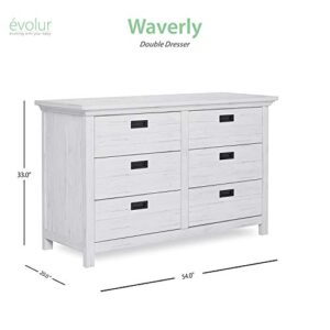 Evolur Waverly Double Dresser in Weathered White , 54x20.25x33 Inch (Pack of 1)