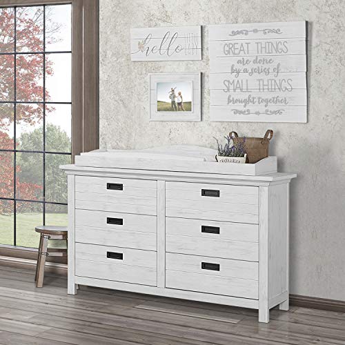 Evolur Waverly Double Dresser in Weathered White , 54x20.25x33 Inch (Pack of 1)