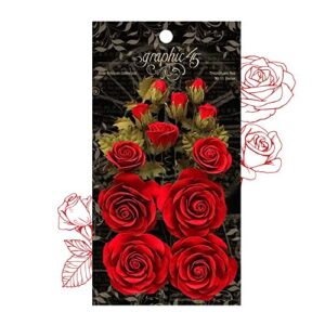 graphic 45 rose bouquet collection—triumphant red paper flowers, multi