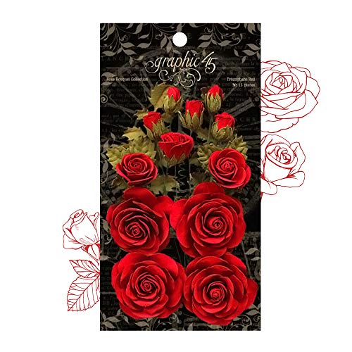 Graphic 45 Rose Bouquet Collection—Triumphant Red Paper Flowers, Multi