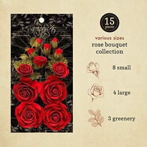 Graphic 45 Rose Bouquet Collection—Triumphant Red Paper Flowers, Multi