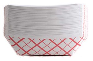 100ct disposable paper food tray (1/4 lb) - red check food tray, usa made, recyclable, biodegradable, compostable, great for picnics, carnivals, party, camping, bbq, restaurants, fries (0.25lb)