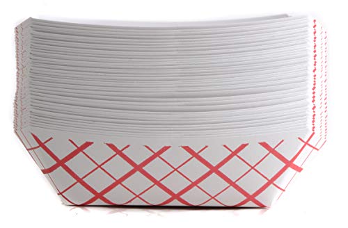 100ct Disposable Paper Food Tray (1/4 LB) - Red Check Food Tray, USA MADE, Recyclable, Biodegradable, Compostable, Great for Picnics, Carnivals, Party, Camping, BBQ, Restaurants, Fries (0.25lb)