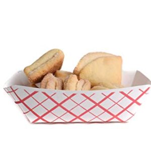 100ct Disposable Paper Food Tray (1/4 LB) - Red Check Food Tray, USA MADE, Recyclable, Biodegradable, Compostable, Great for Picnics, Carnivals, Party, Camping, BBQ, Restaurants, Fries (0.25lb)