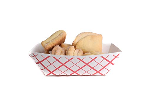 100ct Disposable Paper Food Tray (1/4 LB) - Red Check Food Tray, USA MADE, Recyclable, Biodegradable, Compostable, Great for Picnics, Carnivals, Party, Camping, BBQ, Restaurants, Fries (0.25lb)