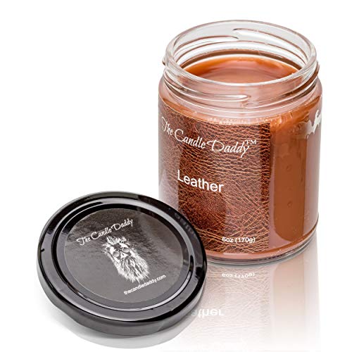 Leather Candle- 6 oz jar Candle - up to 40 Hour Burn time