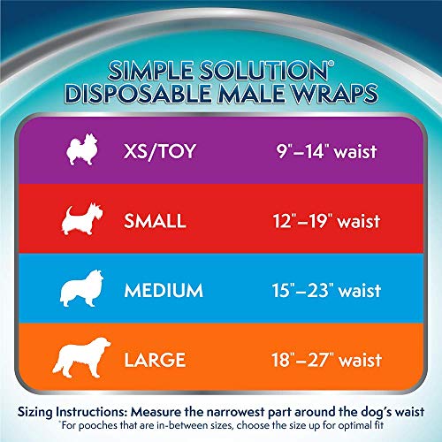 Simple Solution Disposable Dog Diapers for Male Dogs | Male Wraps with Super Absorbent Leak-Proof Fit | Excitable Urination, Incontinence, or Male Marking | Small | 30 Count