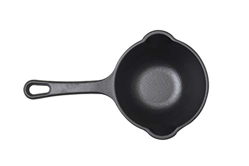 Victoria Cast Iron Sauce Pan. 0.45qt Sauce Pot Seasoned with 100% Kosher Certified Non-GMO Flaxseed Oil.