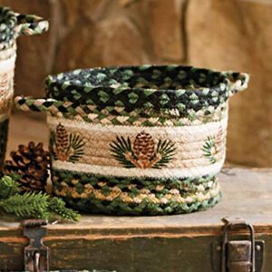 black forest decor pinecone braided utility basket - small