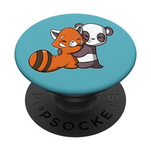 red panda hugging panda kawaii cute popsockets popgrip: swappable grip for phones & tablets