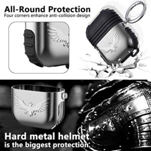 HALLEAST Compatible AirPods Case Metal Holder Portable Anti-Lost Strap 2019 Silicone Case for AirPod 2 & 1, Not for Wireless Charging, Silver