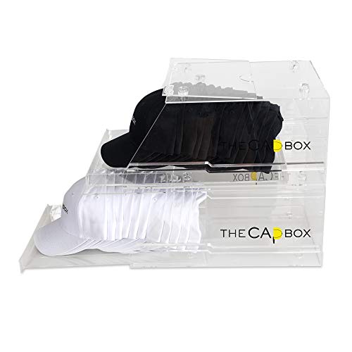 The Clear CapBox Stackable Hatrack Cap Rack Hat Box Storage Containter for Baseball Caps, Fitted Hats, Snapbacks & Trucker Caps