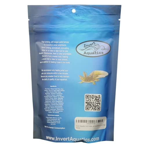 Invert Aquatics Soft Pellets for Axolotls - Moist Sinking Diet for Axolotl, Newts, Salamanders & Other Small Amphibians (9 oz (255g))