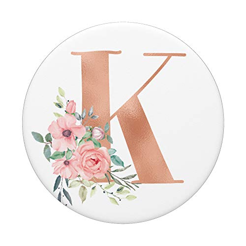 Rose Blush Floral Monogram Letter K Pretty Pink Flowers PopSockets PopGrip: Swappable Grip for Phones & Tablets