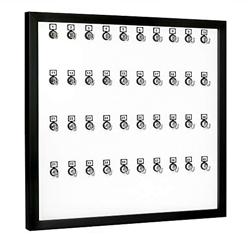 Key Rack, Key Stand # 40MNF Extra Space Framed 40 Bolted Metal Hook with Number Plate and Hidden Hangers for Executive Offices (40 Sets of Tag & Ring Included)