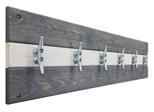 cape may boat cleat clothing, coat or towel rack, nautical home decor - coat hooks - 20 colors : shown in classic gray and bright ivory white