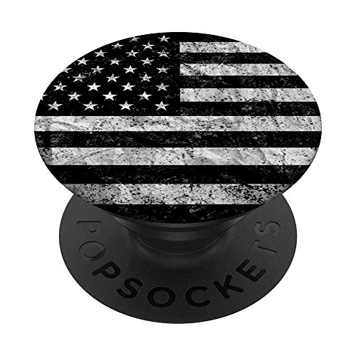 US Flag, Black and White PopSockets PopGrip: Swappable Grip for Phones & Tablets